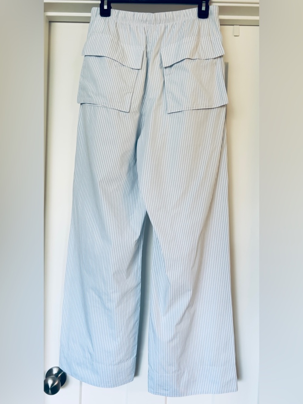NWT ARITIZIA Light Blue Pinstripe Drawstring Wide-Leg Pants - Small - Picture 3 of 6